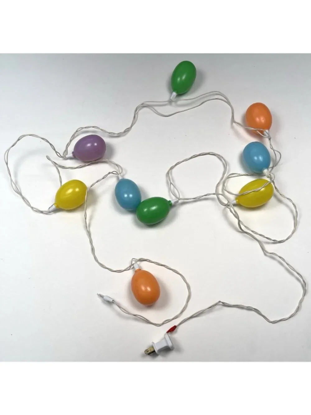 VTG 10ft 10-light Pastel Blow Mold Easter Egg STRING LIGHTS *Missing 1 Cover*